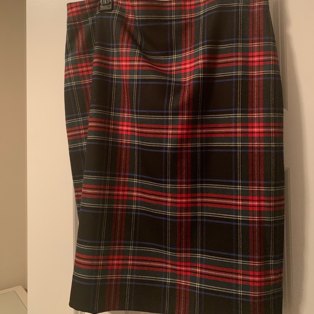 J crew red plaid skirt